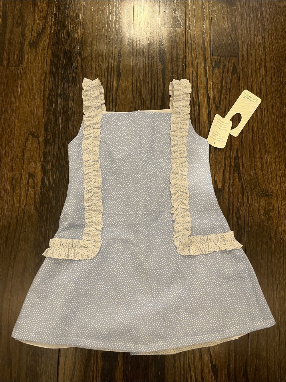 Isabel Garreton Light Blue Polka Dot Dress with Cream Ruffles